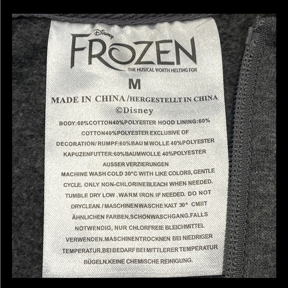 Disney FROZEN gray fur trim hoodie full ZIP “The Musical Worth Melting For” MED - Picture 5 of 9